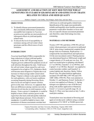 ASSESSMENT AND REACTION OF SOFT RED WINTER WHEAT GENOTYPES TO ...