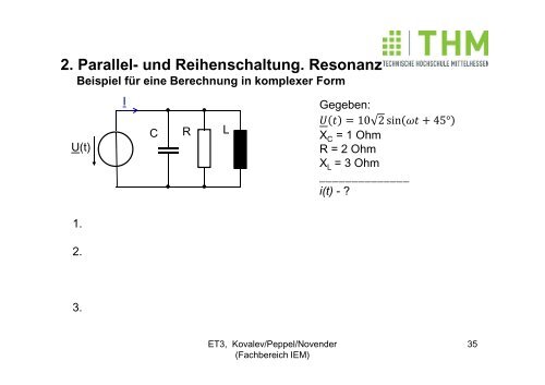 2. Parallel- und Reihenschaltung. Resonanz - IEM