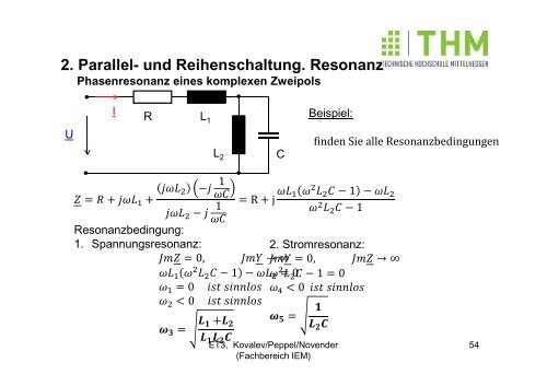 2. Parallel- und Reihenschaltung. Resonanz - IEM