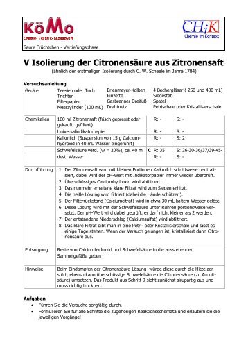 AB Isolierung von CitronensÃ¤ure - Chik.die-sinis.de