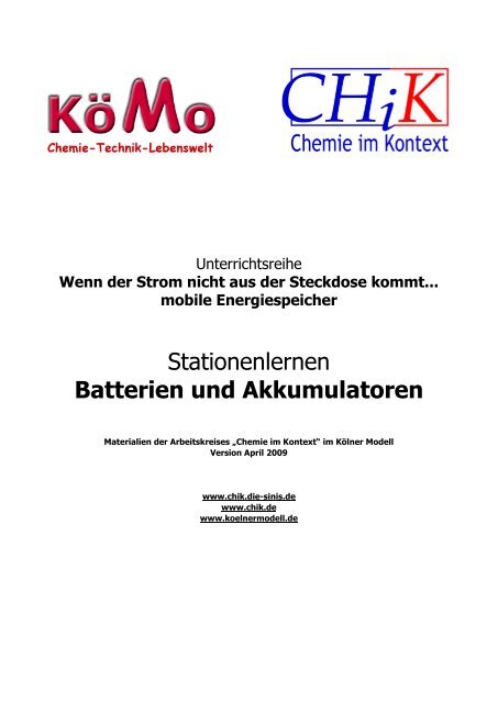 Stationenlernen Batterien und Akkumulatoren ... - Chik.die-sinis.de