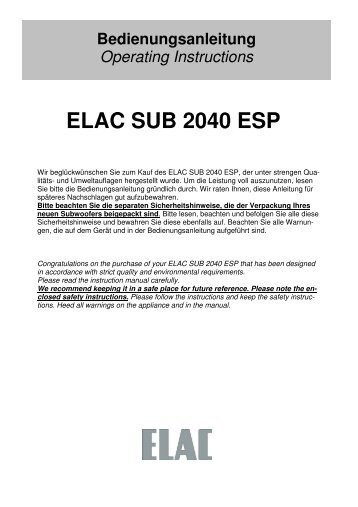 Sub 2040 Bedienungsanleitung - Elac