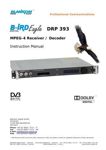 DRP 393 MPEG-4 Receiver / Decoder - dvbc.ru