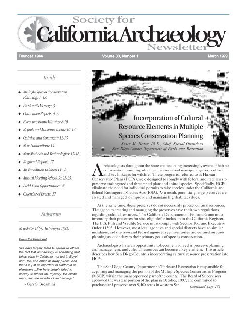 March 1999 - Society for California Archaeology