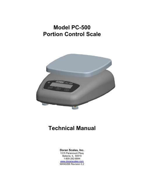 Model PC-500 Portion Control Scale Technical Manual - Scalesonline