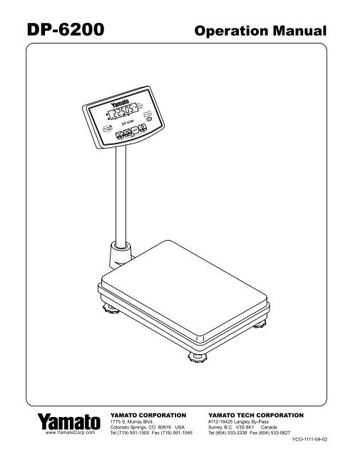 DP-6200 Operating Manual - Yamato Corporation