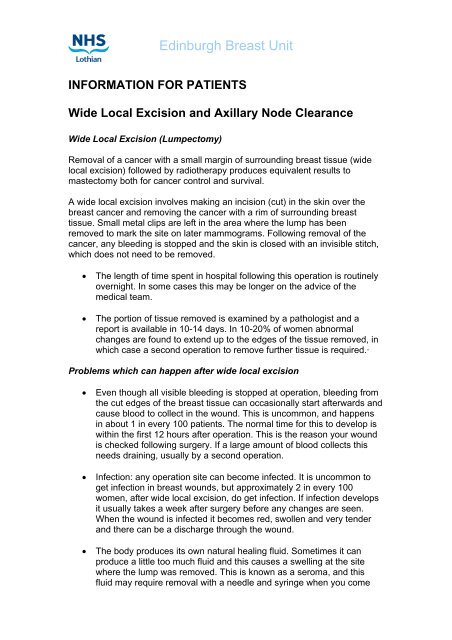 Wide local excision (lumpectomy) and axillary node clearance - SCAN