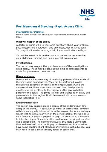 NHS Fife - Post menopausal bleeding rapid access clinic - SCAN