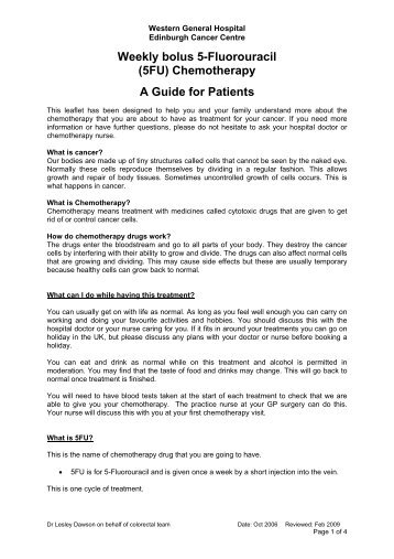 Weekly bolus 5-Fluorouracil (5FU) Chemotherapy A Guide ... - SCAN