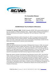 For Immediate Release SCANA Elects Two for Board of Directors