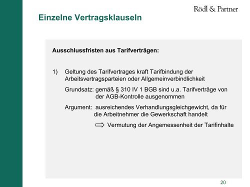 Einzelne Vertragsklauseln Schriftformklauseln