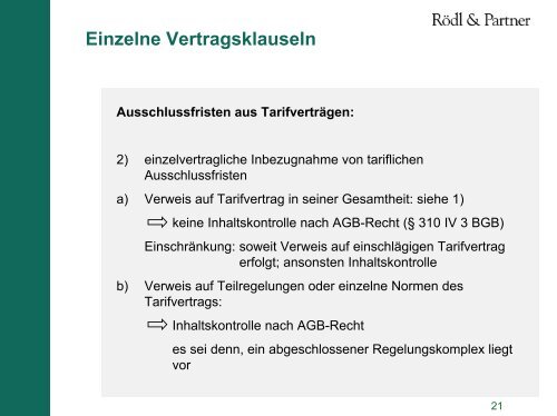 Einzelne Vertragsklauseln Schriftformklauseln