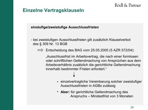 Einzelne Vertragsklauseln Schriftformklauseln