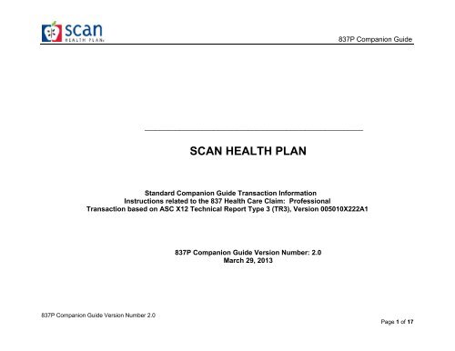 Companion Guide 837 Professional - SCAN Health Plan