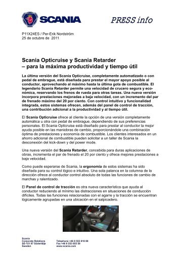 Scania Opticruise y Scania Retarder Ã¢Â€Â“ para la mÃƒÂ¡xima productividad ...