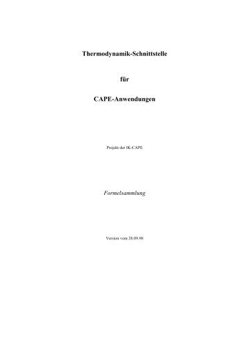 Thermodynamik-Schnittstelle für Cape-Anwendungen - Dechema