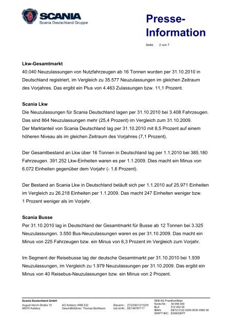 Das Jahr 2010 fÃƒÂ¼r Scania Deutschland