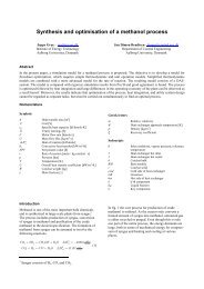 Synthesis and optimisation of a methanol process