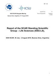 Report of XXXI SCAR SSG Life Sciences Meeting, Buenos Aires, 30 ...