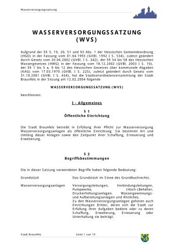 Wasserversorgungssatzung