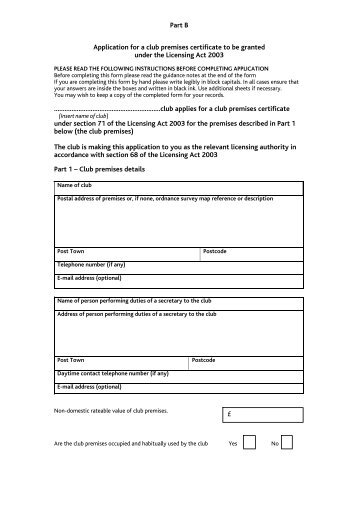 Application for a club premises certificate to be granted