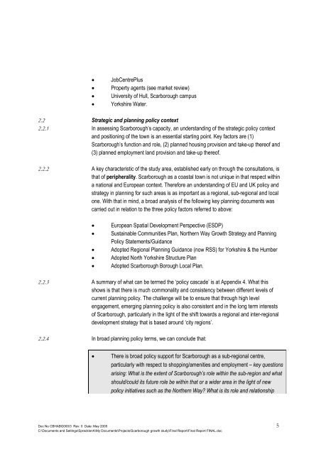 Growth of Scarborough Study - Scarborough Borough Council