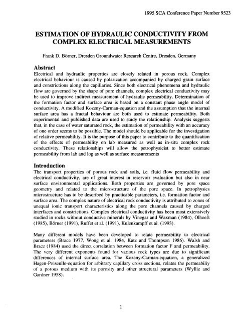 estimation of hydraulic conductivity from complex ... - SCAWeb
