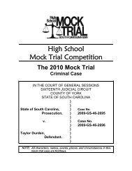 2010 Mock Trial Criminal Case - South Carolina Bar Association