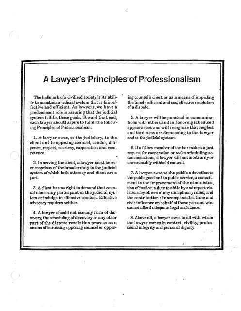 Practicing With Professionalism - South Carolina Bar Association