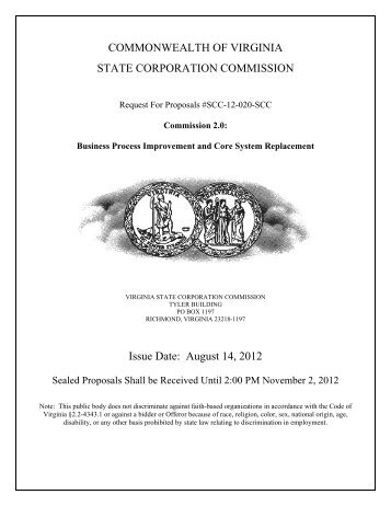 RFP SCC-12-020-SCC - Virginia State Corporation Commission ...