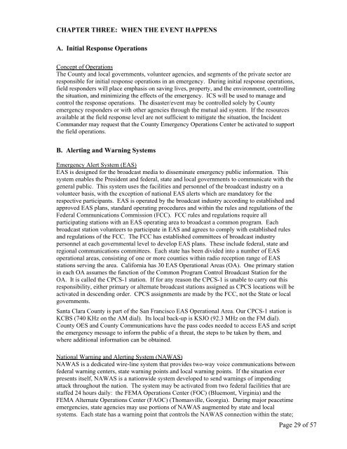 Operational Area Emergency Operations Plan - County of Santa Clara