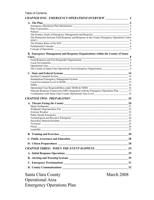 Operational Area Emergency Operations Plan - County of Santa Clara