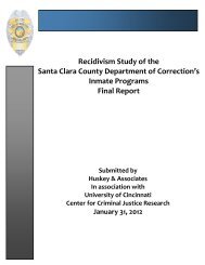 Santa Clara County Department of Correction Recidivism Report