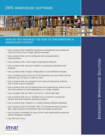 Invar Warehouse Control Systems Overview - Supply Chain Digest