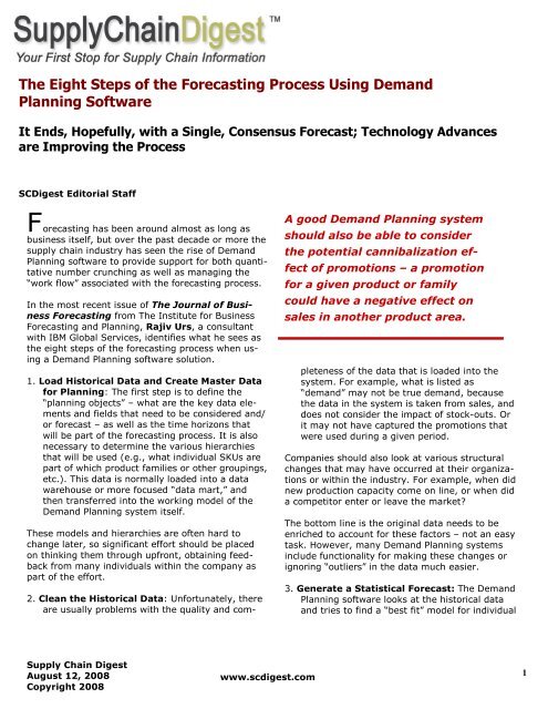 The Eight Steps of the Forecasting Process Using Demand Planning ... image.
