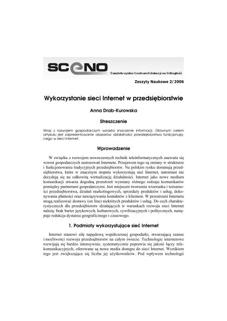 Wykorzystanie sieci Internet w przedsiÄ™biorstwie - Sceno ...