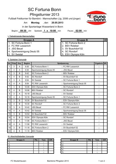 Bambinis Pfingsten 2013 Pdf Sc Fortuna Bonn