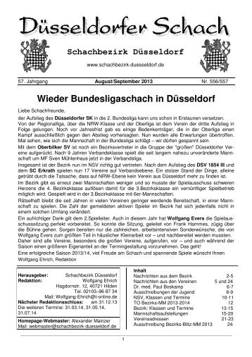 Wieder Bundesligaschach in Düsseldorf - Schachbezirk Düsseldorf