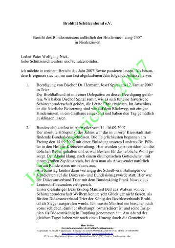 Brohltal Schützenbund e.V. Bericht des Bundesmeisters anlässlich ...