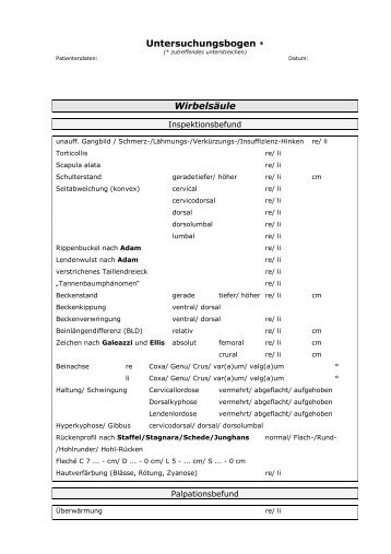 Der Untersuchungsbefund Wirbelsäule (PDF) - Praxis Dr. Günter