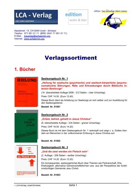 Verlagssortiment LCA-Verlag - Schaermin.org