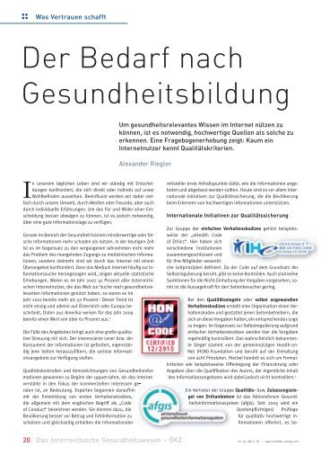 Der Bedarf nach Gesundheitsbildung - Schaffler Verlag