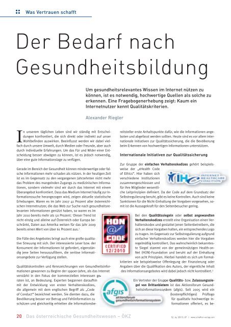 Der Bedarf nach Gesundheitsbildung - Schaffler Verlag