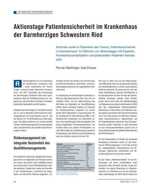 Aktionstage Patientensicherheit im Krankenhaus ... - Schaffler Verlag