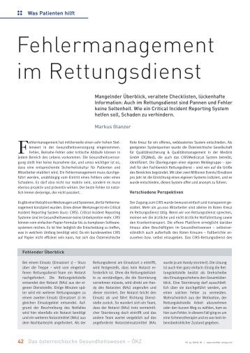 Fehlermanagement im Rettungsdienst - Schaffler Verlag