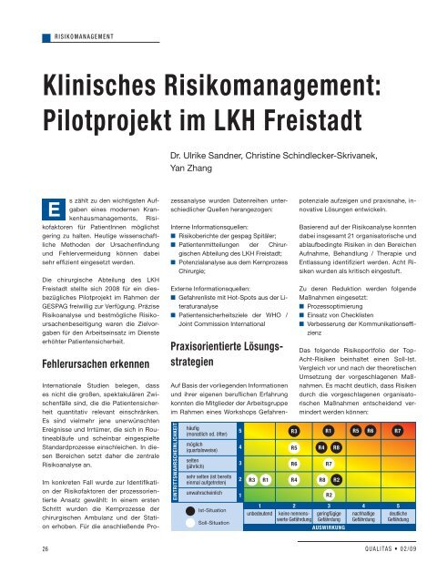 Klinisches Risikomanagement: Pilotprojekt im ... - Schaffler Verlag