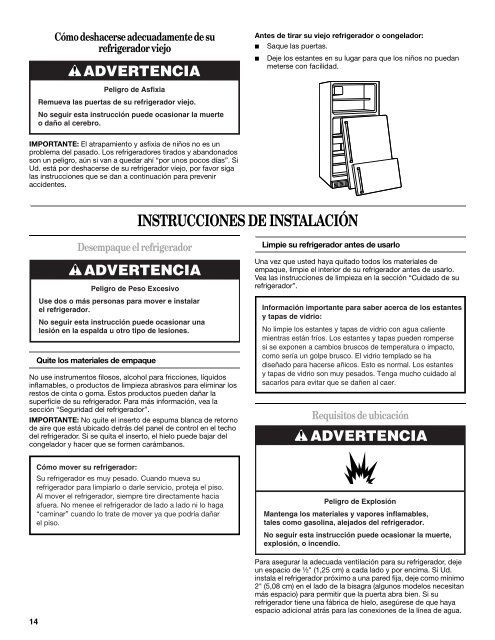 refrigerator user instructions - Commercial Laundry Equipment ...