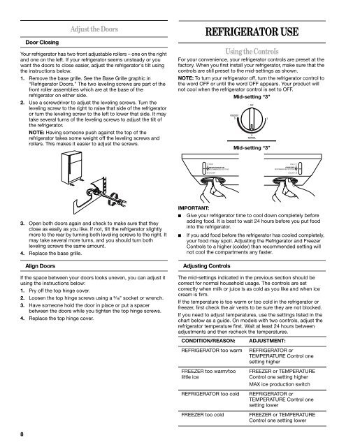 refrigerator user instructions - Commercial Laundry Equipment ...