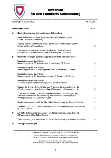 Nr. 01/2005 vom 03.01. - Landkreis Schaumburg