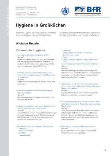 Hygiene in GroÃƒÂŸkÃƒÂ¼chen - Gesundheitsamt Bremen